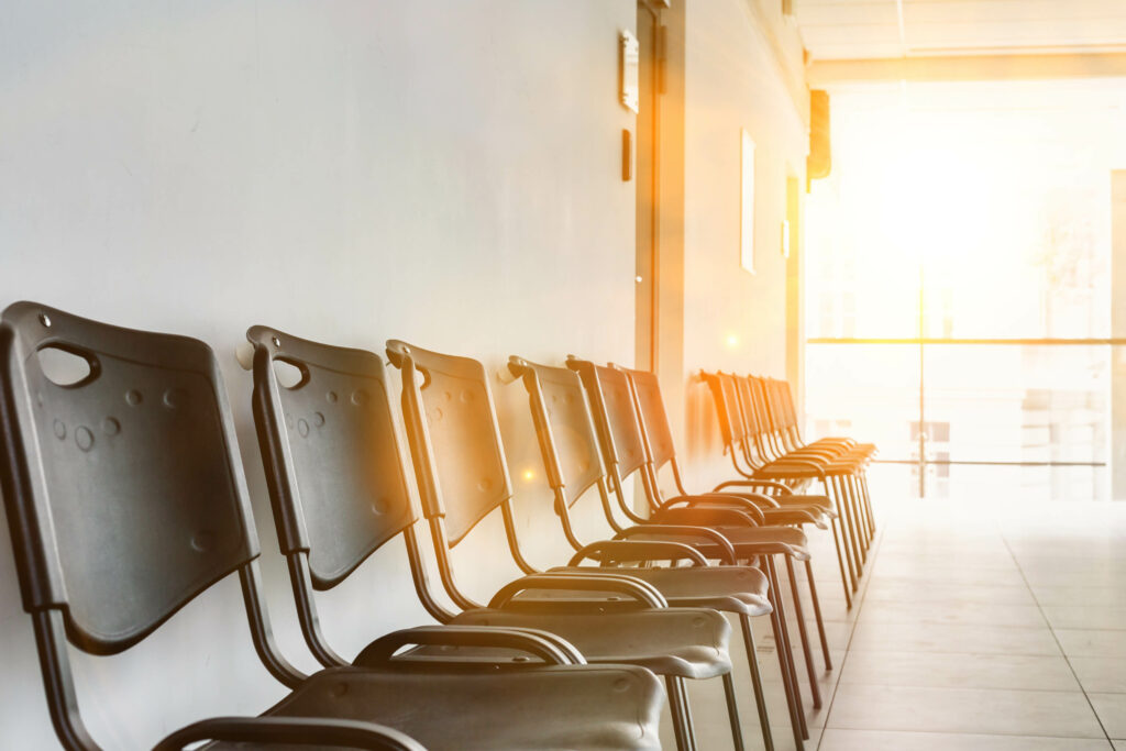 Photo of empty chairs waiting area in university