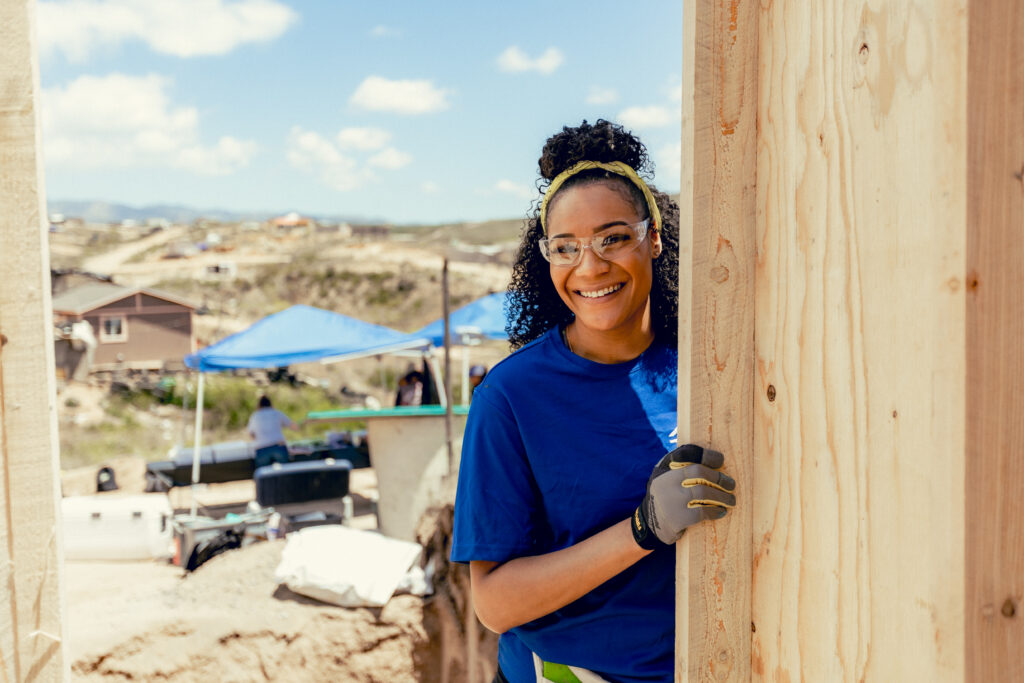 Britt Rivers at a construction site